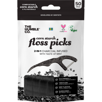 HUMBLE Brush Floss Picks,  mint + Aktivkohle (vegan)